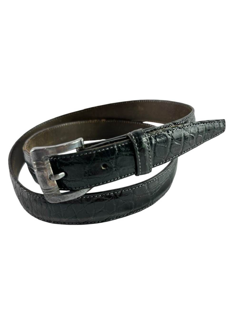 Genuine Vintage KLEINBERG SHERRILL Black Alligator Belt Size 34 1986 Unisex